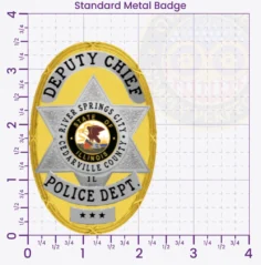 22-D18H14 Custom Badges And Design, Create, Build and Order Custom Badges Personalized Badges Officer Badges River Springs City Police Gold Badges 3.5 Standard