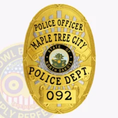 22-D19 Custom Badges And Design, Create, Build and Order Custom Badges Personalized Badges Officer Badges Maple Tree City Police Gold