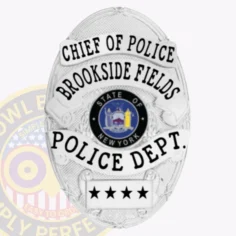 22-D20 Custom Badges And Design, Create, Build and Order Custom Badges Personalized Badges Officer Badges Brookside Fields Police Silver