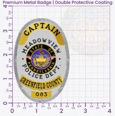 22-D23 Custom Badges And Design, Create, Build and Order Custom Badges Personalized Badges Officer Badges River Meadowview Police Silver Badges 3.5 Premium