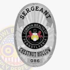 22-d24 custom badges and design, create, build and order custom badges personalized badges officer badges chestnut hollow police silver