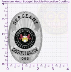 22-D24 Custom Badges And Design, Create, Build and Order Custom Badges Personalized Badges Officer Badges Chestnut Hollow Police Silver Badges 3.5 Premium