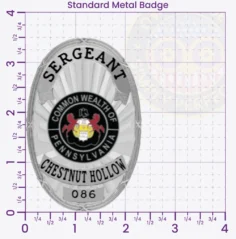 22-D24 Custom Badges And Design, Create, Build and Order Custom Badges Personalized Badges Officer Badges Chestnut Hollow Police Silver Badges 3.5 Standard