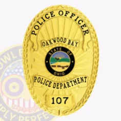 22-f1 custom badges and design, create, build and order custom badges personalized badges officer badges oakwood bay police gold