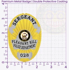 22-F2 Custom Badges And Design, Create, Build and Order Custom Badges Personalized Badges Officer Badges Pleasant Hill Police Gold Badges 3.375 Premium