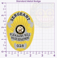 22-F2 Custom Badges And Design, Create, Build and Order Custom Badges Personalized Badges Officer Badges Pleasant Hill Police Gold Badges 3.375 Standard