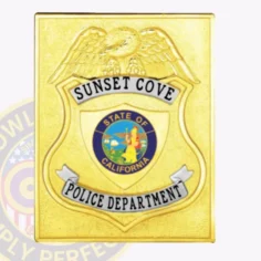 23-b1 custom badges and design, create, build and order custom badges personalized badges officer badges sunset cove police gold