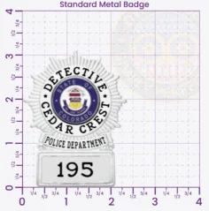 25-A1 Custom Badges And Design, Create, Build and Order Custom Badges Personalized Badges Officer Badges Cedar Crest Police Silver Badges 3.125 Standard