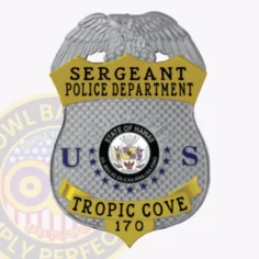 3-G1 Custom Badges And Design, Create, Build and Order Custom Badges Personalized Badges Officer Badges Tropic Cove Police Silver