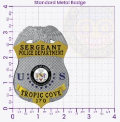 3-G1 Custom Badges And Design, Create, Build and Order Custom Badges Personalized Badges Officer Badges Tropic Cove Police Silver Badges 3.25 Standard