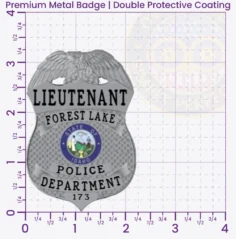 3-G2 Custom Badges And Design, Create, Build and Order Custom Badges Personalized Badges Officer Badges Forest Lake Police Silver Badges 3.25 Premium