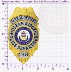 4-T10 Custom Badges And Design, Create, Build and Order Custom Badges Personalized Badges Officer Badges Ocean Ridge Police Gold Badges 3.85 Premium