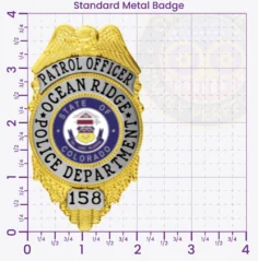 4-T10 Custom Badges And Design, Create, Build and Order Custom Badges Personalized Badges Officer Badges Ocean Ridge Police Gold Badges 3.85 Standard