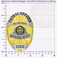 5-D4A Custom Badges And Design, Create, Build and Order Custom Badges Personalized Badges Officer Badges Brookshire Heights Police Gold Badges 3.38 Premium