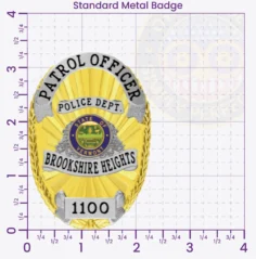 5-D4A Custom Badges And Design, Create, Build and Order Custom Badges Personalized Badges Officer Badges Brookshire Heights Police Gold Badges 3.38 Standard