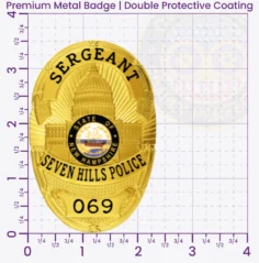 6-D11 Custom Badges And Design, Create, Build and Order Custom Badges Personalized Badges Officer Badges Seven Hills Police Gold Badges 3.58 Premium