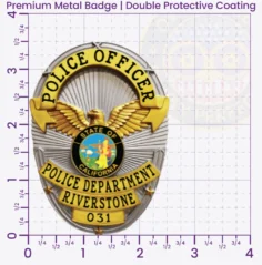 6-J1 Custom Badges And Design, Create, Build and Order Custom Badges Personalized Badges Officer Badges Riverstone Police Silver Badges 3.50 Premium