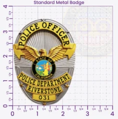 6-J1 Custom Badges And Design, Create, Build and Order Custom Badges Personalized Badges Officer Badges Riverstone Police Silver Badges 3.50 Standard