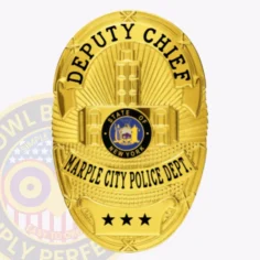 7-d12 custom badges and design, create, build and order custom badges personalized badges officer badges marple city police gold