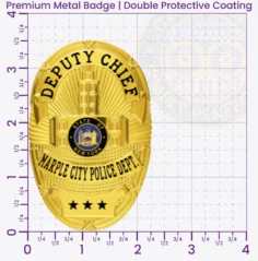 7-D12 Custom Badges And Design, Create, Build and Order Custom Badges Personalized Badges Officer Badges Marple City Police Gold Badges 3.5 Premium