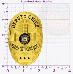 7-D12 Custom Badges And Design, Create, Build and Order Custom Badges Personalized Badges Officer Badges Marple City Police Gold Badges 3.5 Standard