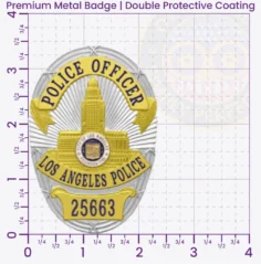 7-D15LAPD Custom Badges And Design, Create, Build and Order Custom Badges Personalized Badges Officer Badges LAPD Police Silver Badges 3.44 Premium