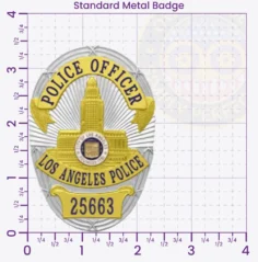 7-D15LAPD Custom Badges And Design, Create, Build and Order Custom Badges Personalized Badges Officer Badges LAPD Police Silver Badges 3.44 Standard