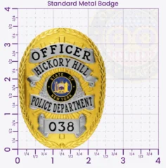 8-D13 Custom Badges And Design, Create, Build and Order Custom Badges Personalized Badges Officer Badges Hickory Hill City Police Gold Badges 3.45 Standard