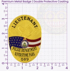 9-A1 Custom Badges And Design, Create, Build and Order Custom Badges Personalized Badges Officer Badges Riverstone Park Police Gold Badges 3.25 Premium